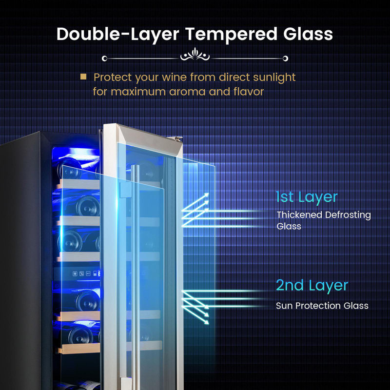 Giantex 15'' 30 Bottle Dual Zone Wine Refrigerator Wayfair